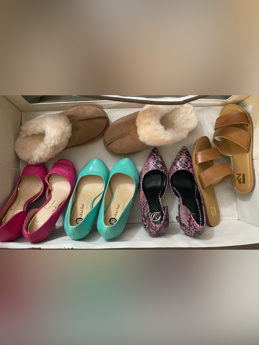 Variety of Shoes for Sale: Colorful Heels, Slippers, and Sandals!